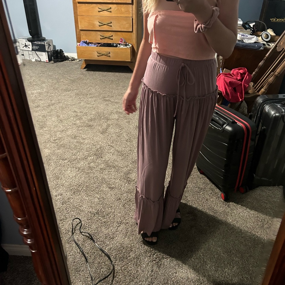 Wide Leg Ruffle Trim Pants - Picture 9 of 12